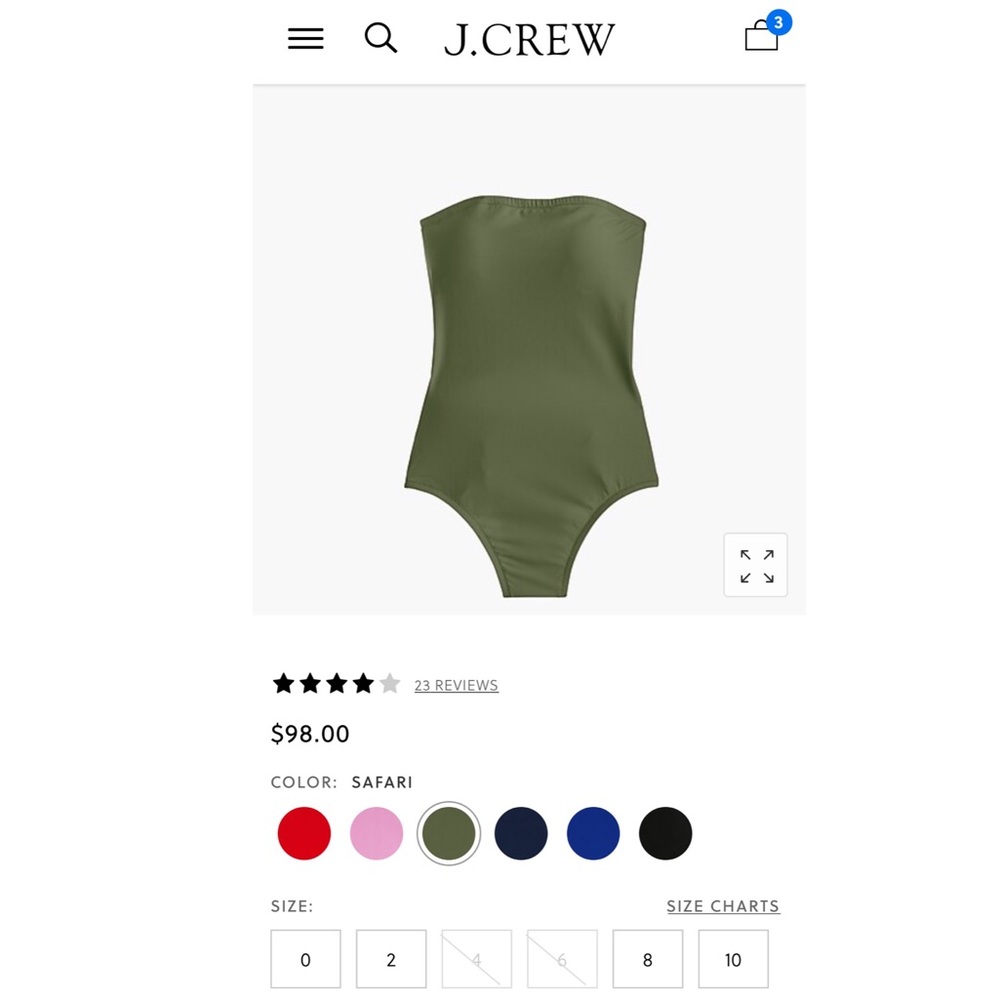 J.Crew Cross Back Bandeau One Piece Swinsuit